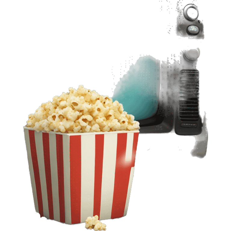 Popcorn in a striped cup with a TV emoji