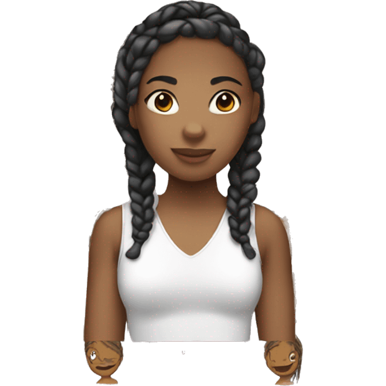 Girl mixed skin with braids  emoji