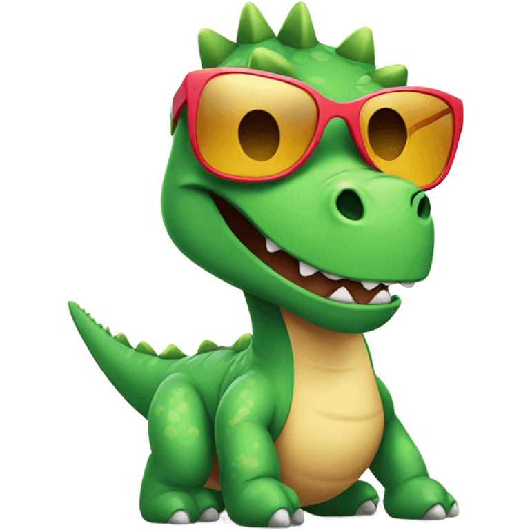 cute dinosaur with sunglasses  emoji