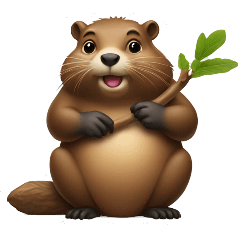 fat beaver snacking on a branch emoji