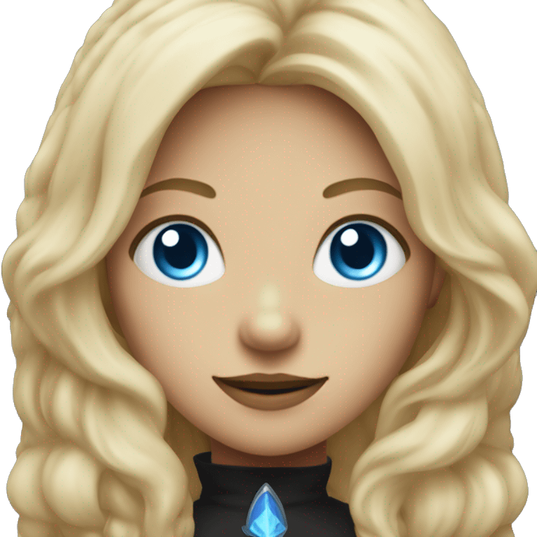 Witch with blond hair and blue eyes an d witch had emoji