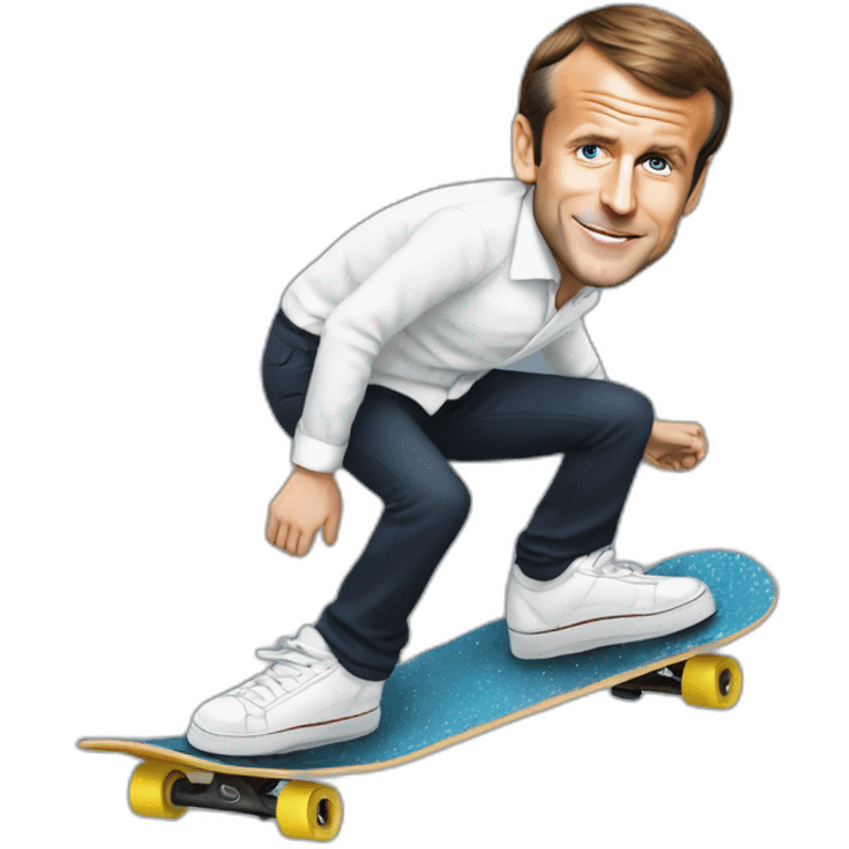 Emmanuel Macron sur un skateboard emoji