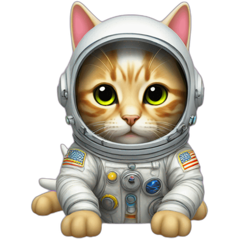 cat astronaut unicorn neon emoji