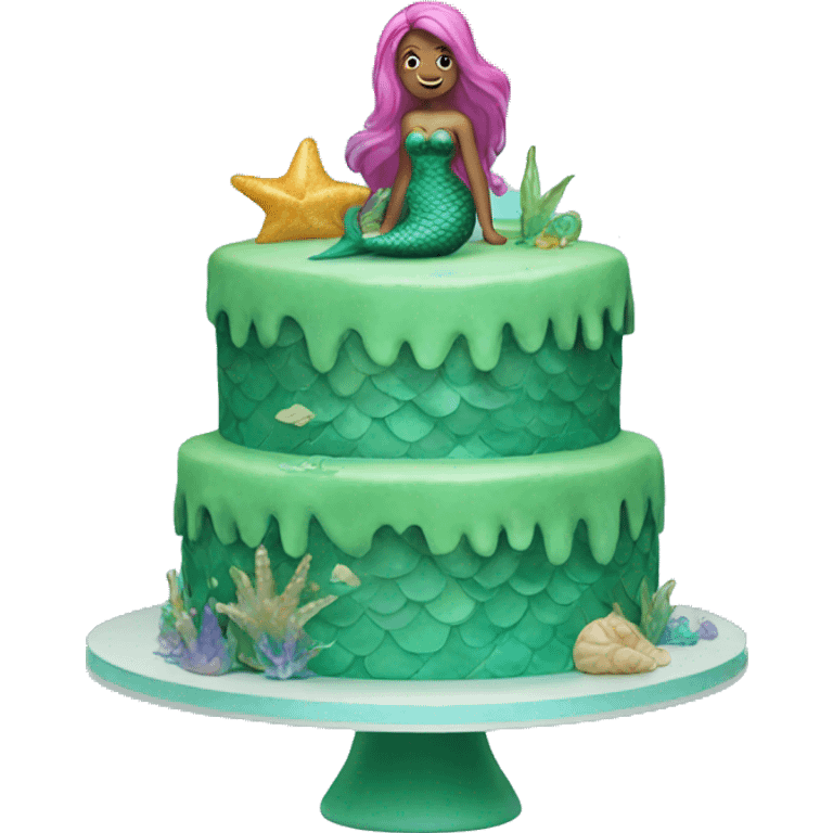 Green mermaid cake emoji