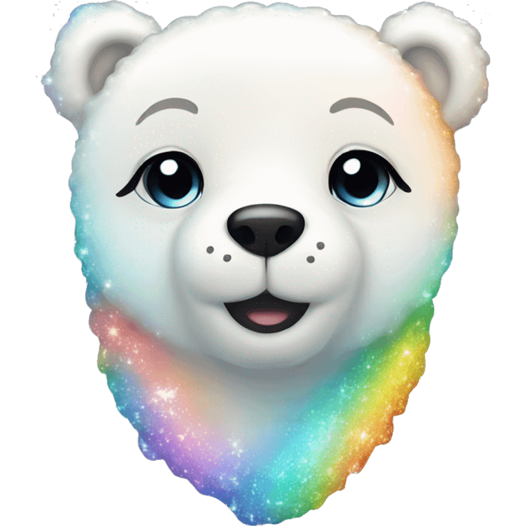 rainbow sparkle polar bear cute kawaii emoji