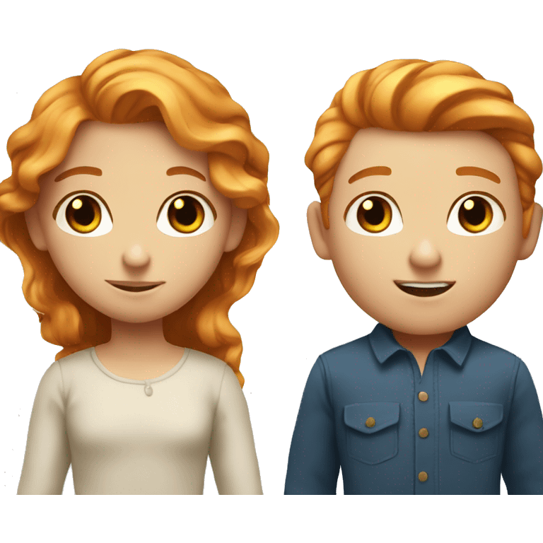 Ginger boy with brown eyes and a blonde girl with blue eyes emoji