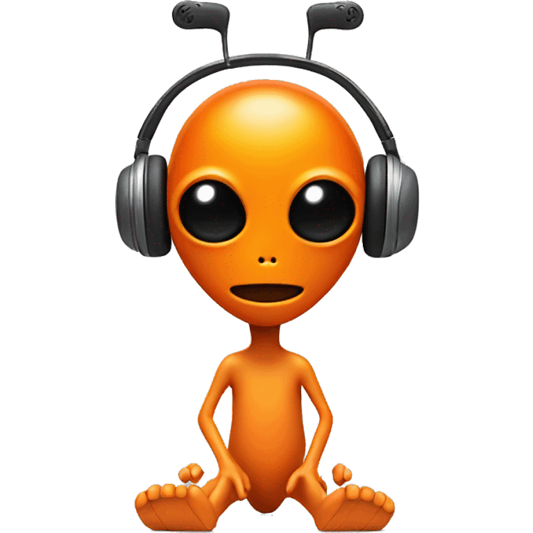 orange alien with 2 antennas, no limbs, and some orange headphones emoji