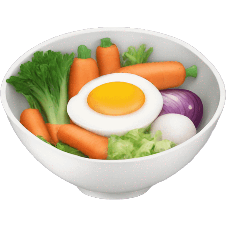 Bowl with sliced vegetables and egg emoji