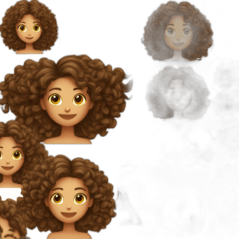 mujer pelo largo marron rizado emoji