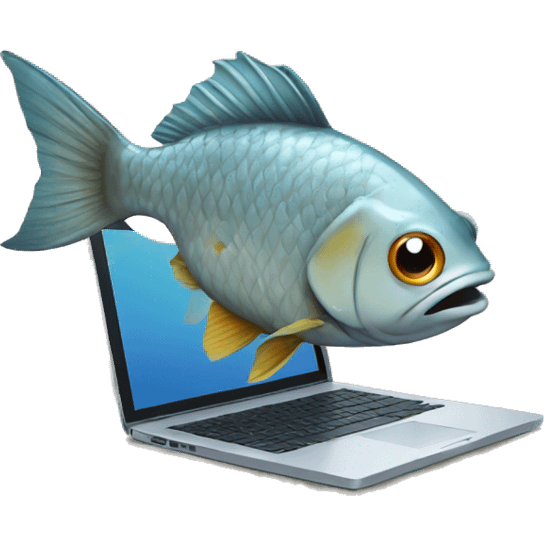 fish using laptop emoji