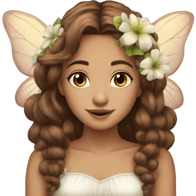 Beautiful fairy brown hair flowers emoji