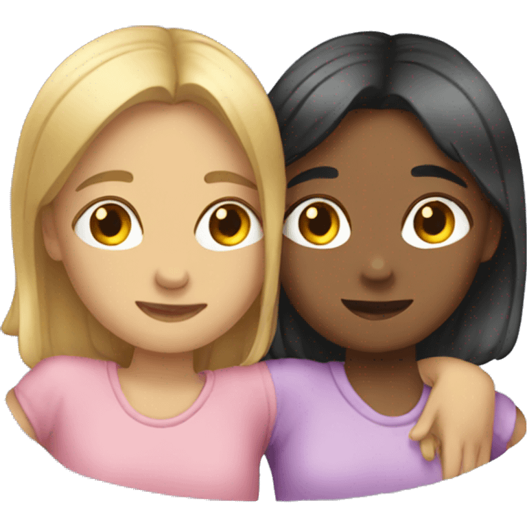 Two girls cuddling  emoji