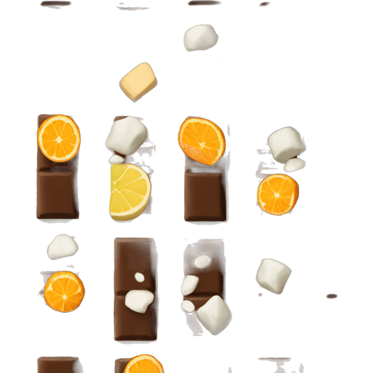 Chocolate bar with salt, almond, orange, citrus, matcha, white chocolate emoji