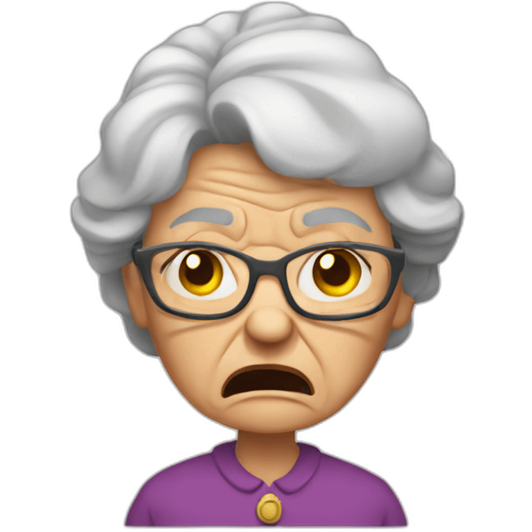 Angry grumpy old granny emoji