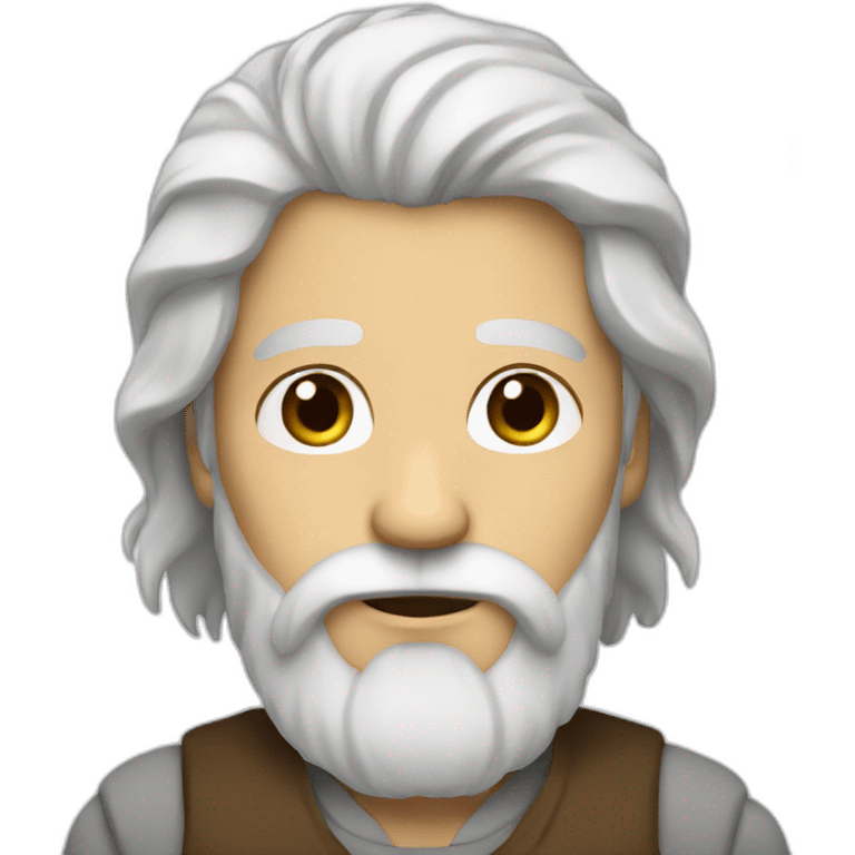 Man with long white hair and brown beard emoji