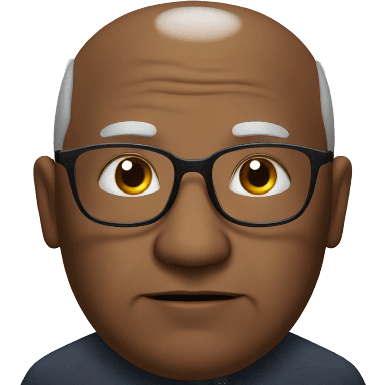 Black, elderly, glasses, bald, overweight emoji