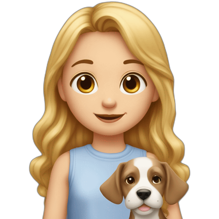 Petite fille qui fait un câlin à un gros chien  emoji