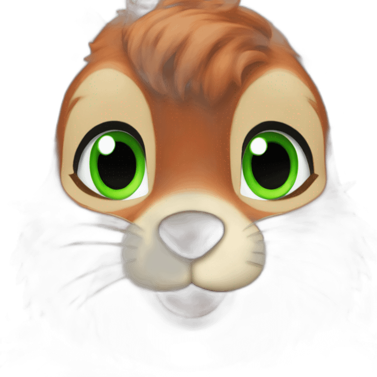 a squirrel with green eyes and red curls emoji