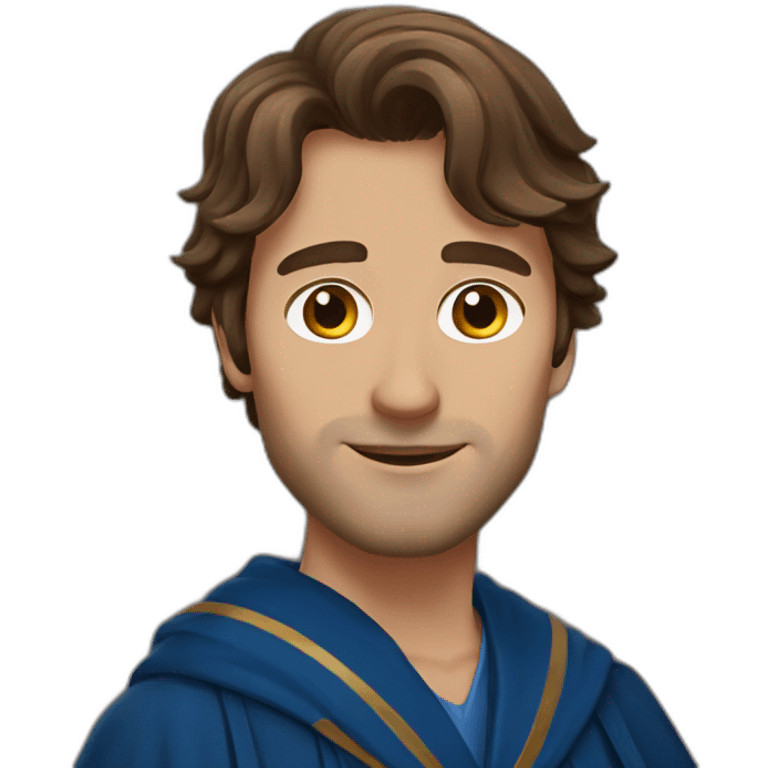 brown haired man in a Ravenclaw robe emoji