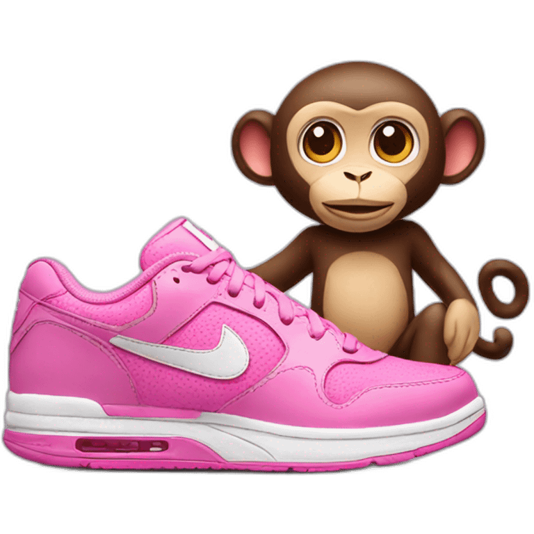 A pink monkey with nike shoes emoji