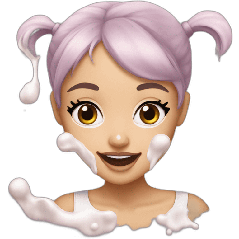 ariana grande with multiple large milk stains emoji