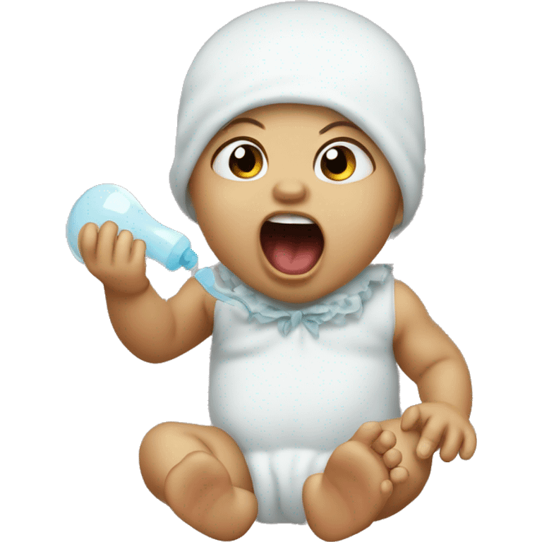 baby screaming with pacifier in hand emoji