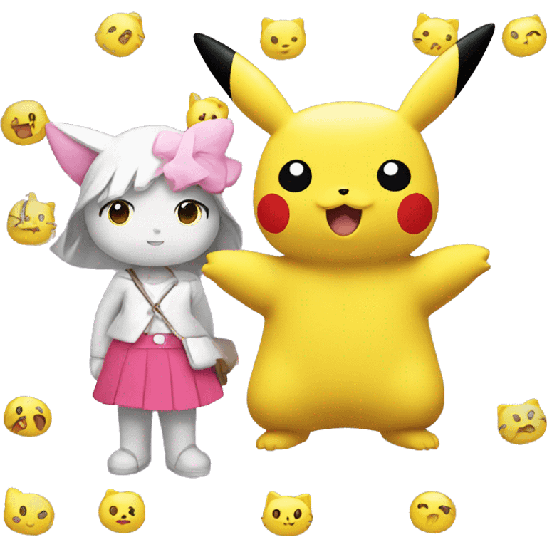 Pikachu and hello kitty  emoji