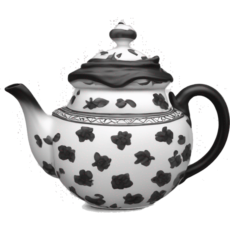 Makenzie Childs tea pot black and white emoji