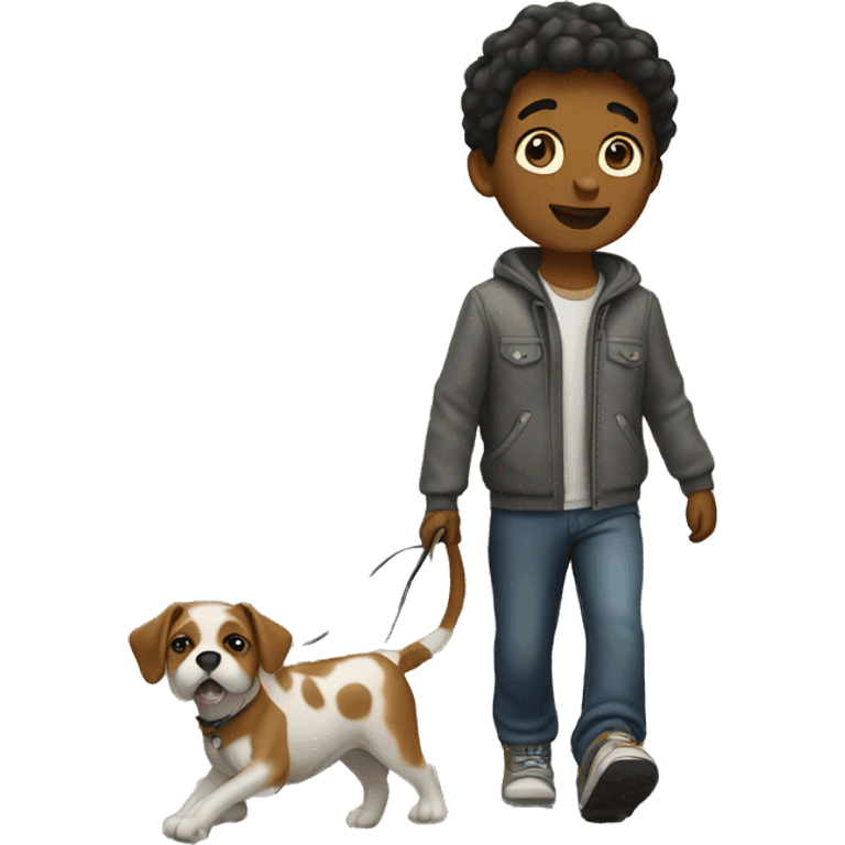 Boy walking dog emoji