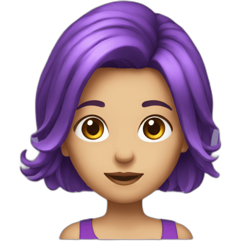 fille au cheveux violet debout emoji