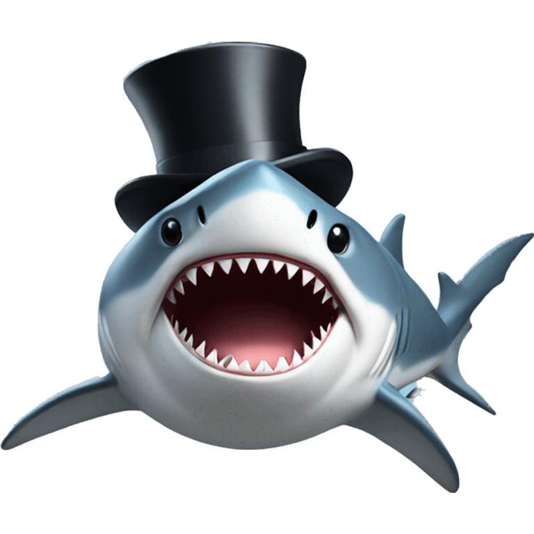 Shark with a top hat emoji