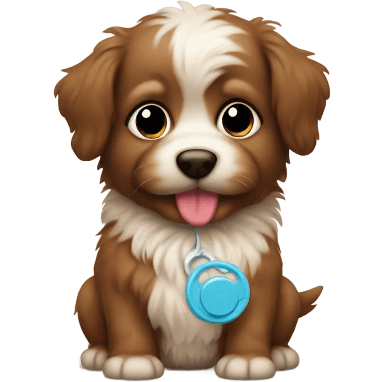 brown fluffy puppy with pacifier  emoji