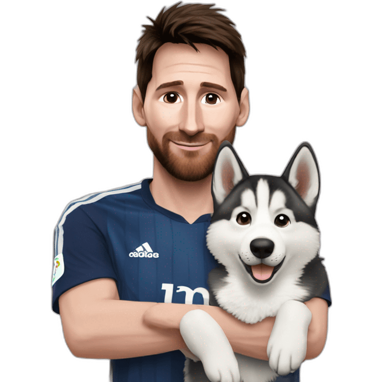 Lionel Messi qui caresse un husky emoji