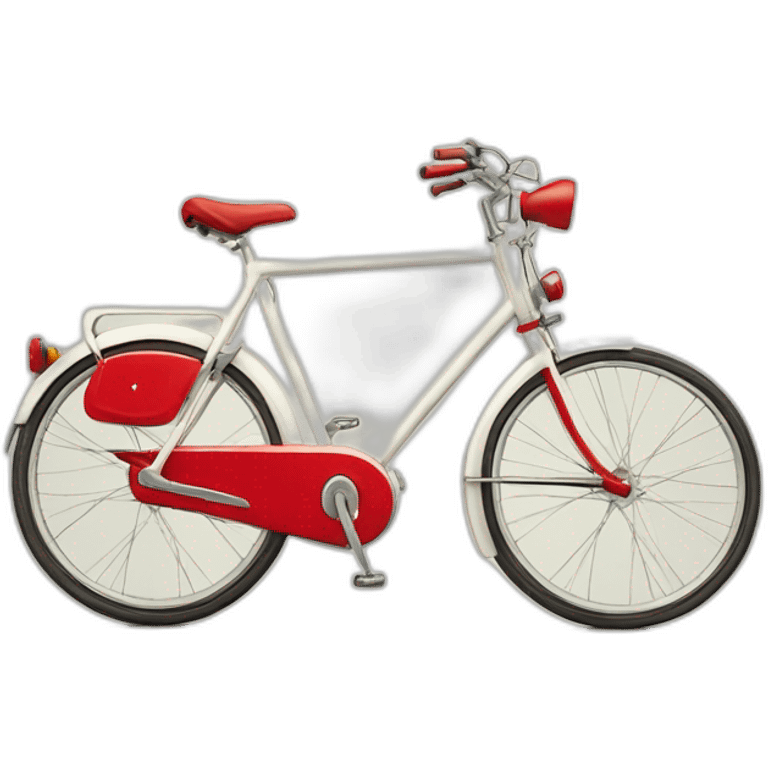 one peugeot vintage white bike with a red saddle emoji