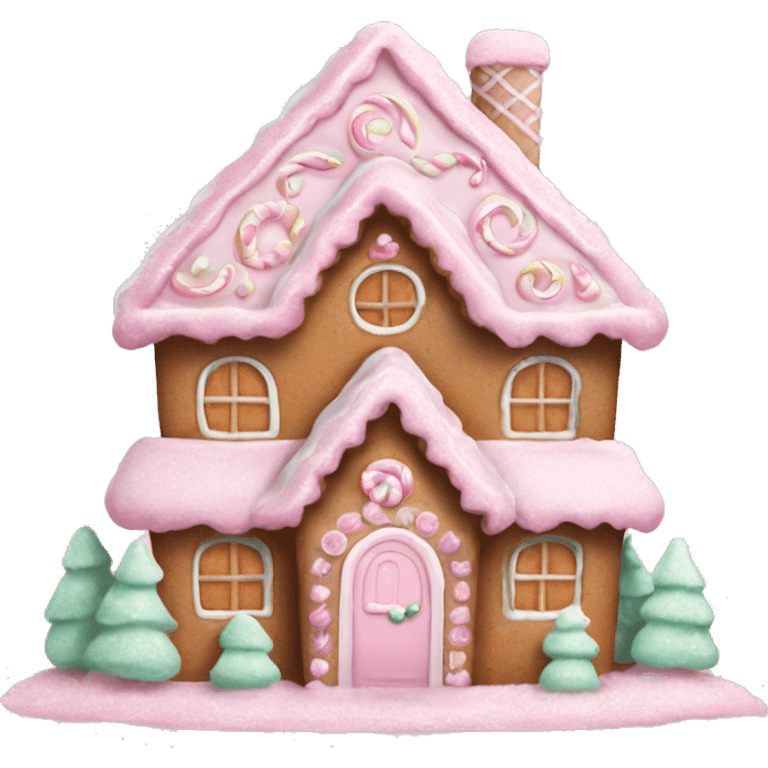 pastel pink gingerbread house emoji