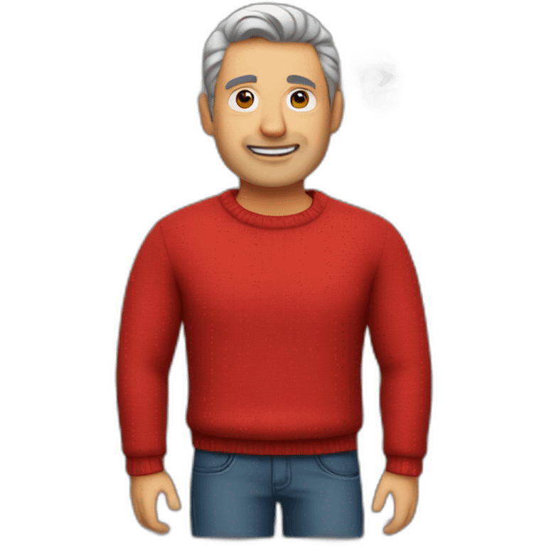 Middle age man in red sweater emoji