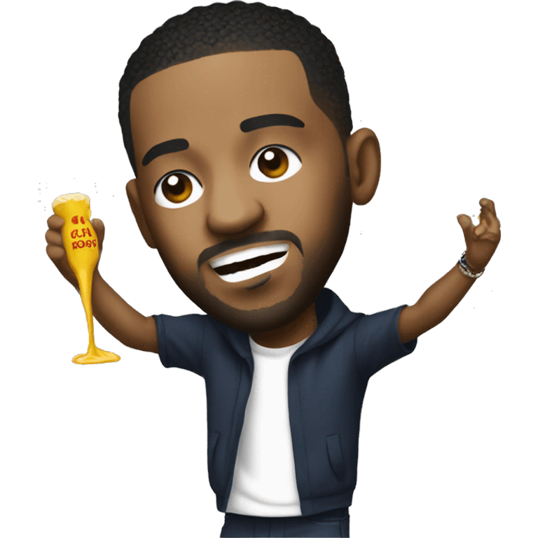 Kendrick Lamar throwing mustard on Drake emoji