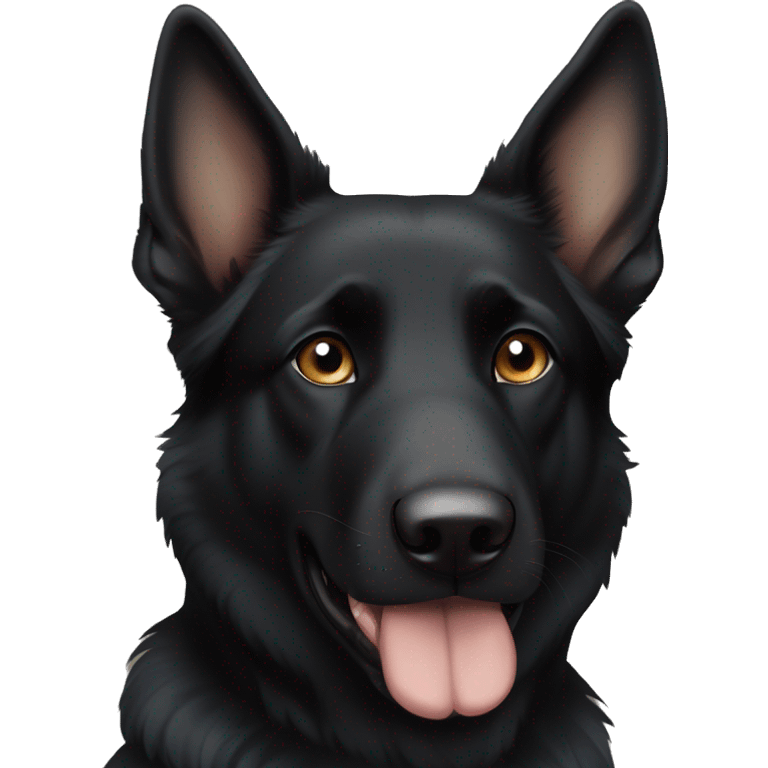 Black German shepherd dog one blue eye, one brown eye, white chest emoji