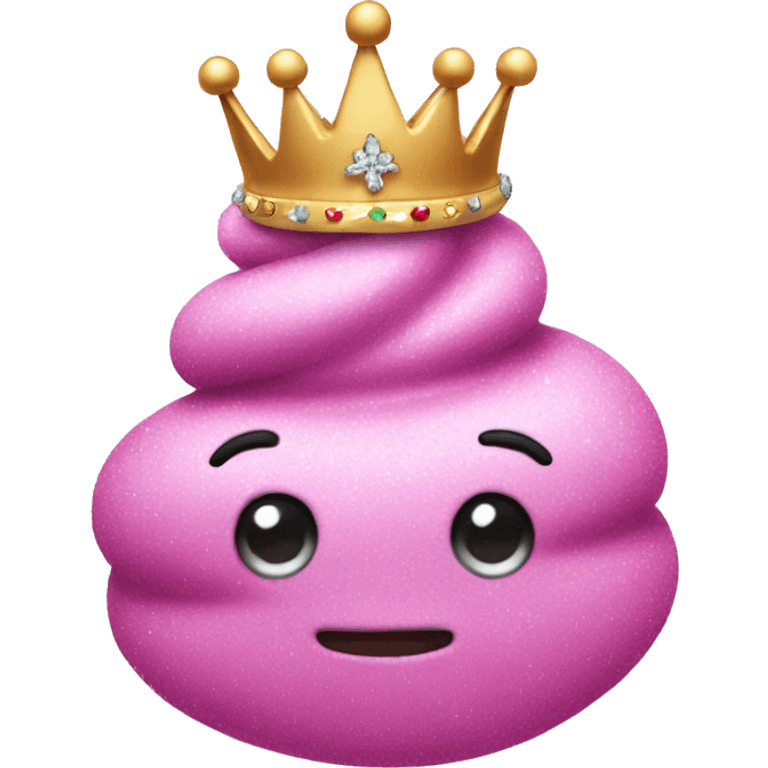 A pink poop emoji with a sparkly crown emoji