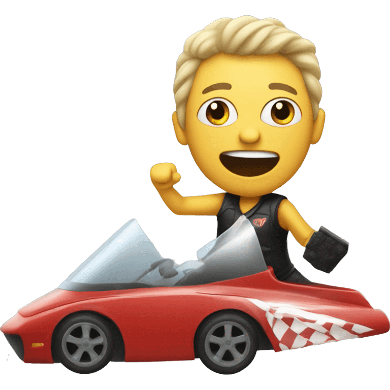 a rock singer rushing to a gig in a race car  emoji