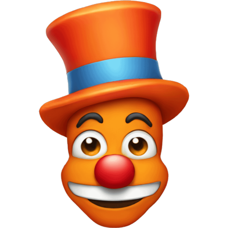 Orange clown emoji wearing a red hat emoji