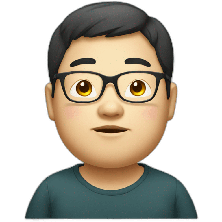 Fat Chinese boy with glasses emoji