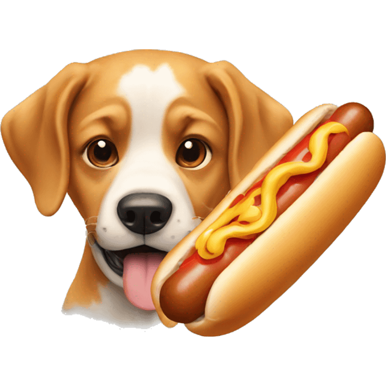 Dog eating hot dog emoji