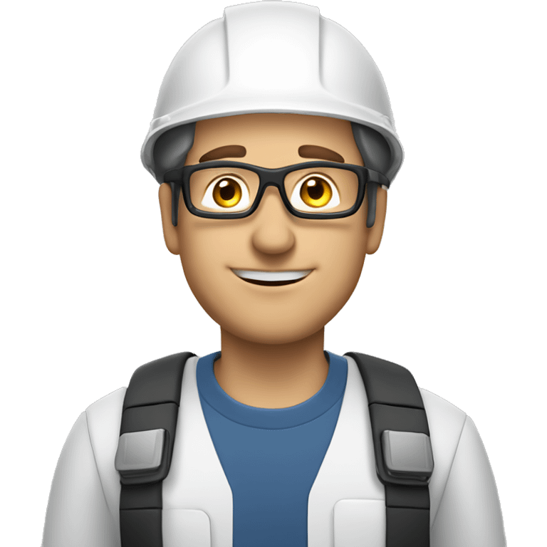 Caucasian man wearing a safety helmet, safety glasses and earplugs emoji