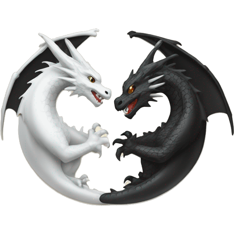 A black dragon and a white dragon forming a yin yang  emoji