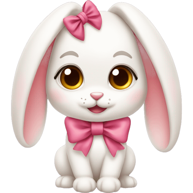 cute bunny with coquette bow emoji