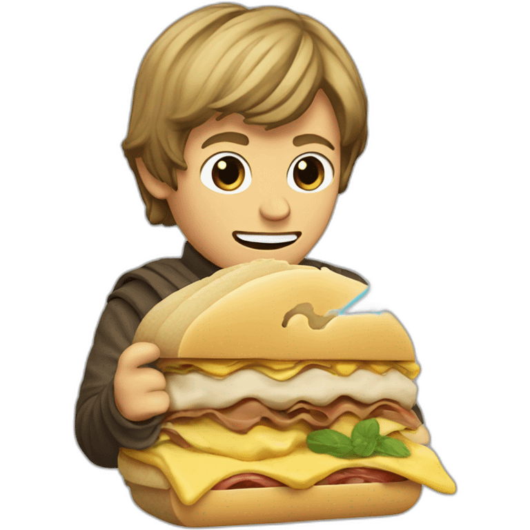 Luke Skywalker eating sandwich with lightsaber emoji