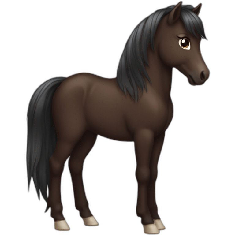 Pony dark brown full body emoji