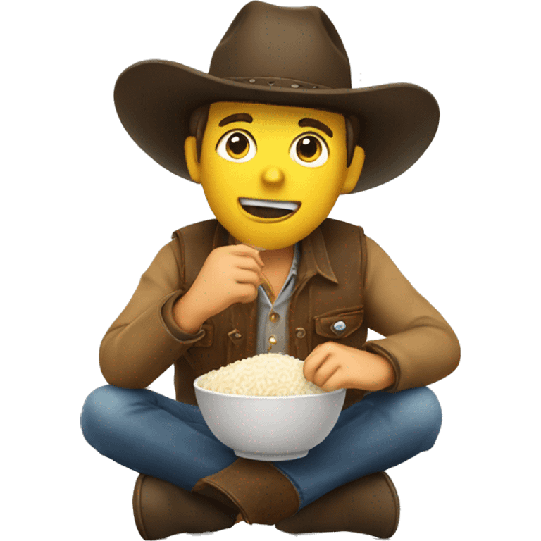 Cowboy eating a bowl of rice  emoji