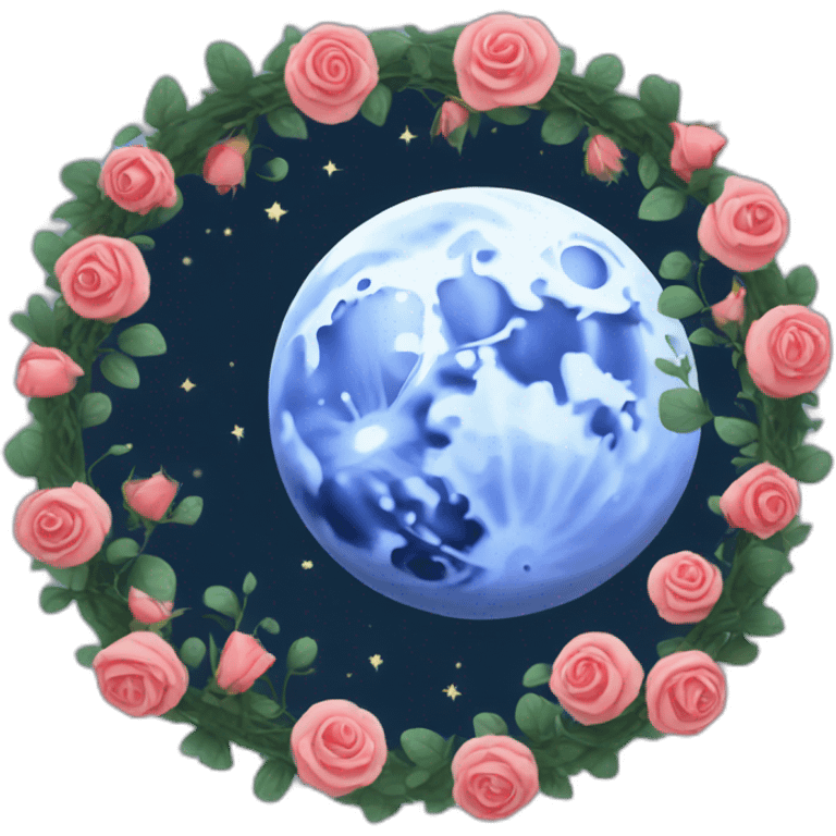 moon with rose vines emoji